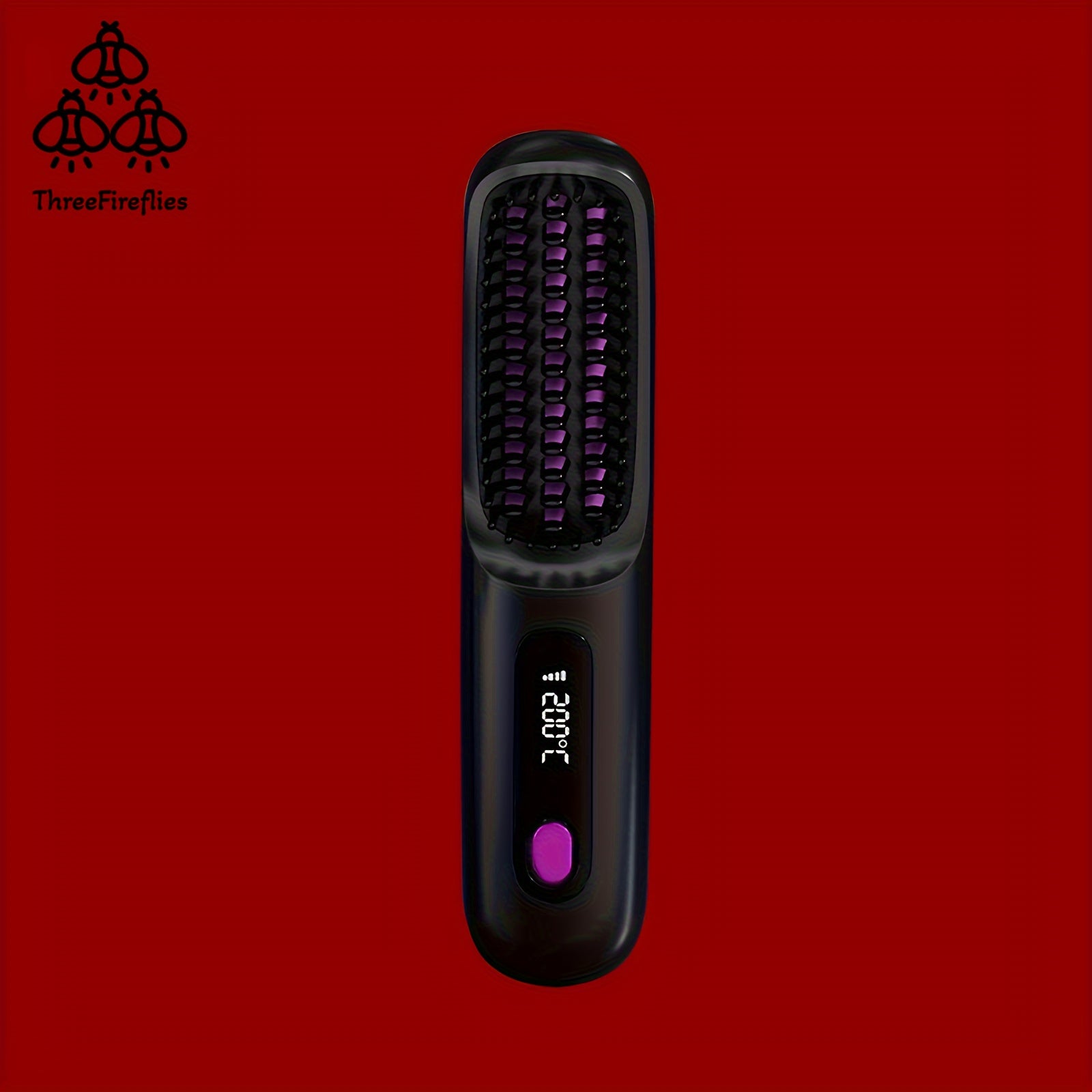 Cordless Hair Straightener Brush - Portable, Rechargeable, Fast Heating with 3 Temp Settings, Anti-Scald, 20Mins Auto-Off, Long Battery Life, and USB Charging for Travel