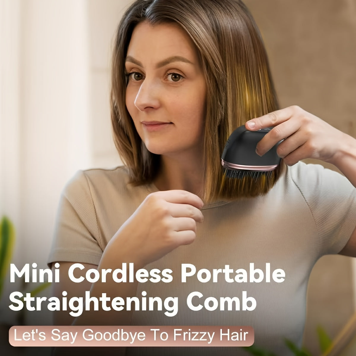 Mini Cordless Hair Straightener Comb for Bangs,Small Portable Hair Straightener Comb,Portable Pocket Size Cordless Hair Straightener Brush,Mini Hot Comb,Rechargeable USB, Mini Straightener, Bangs Styling, Onthego Styling, Lig
