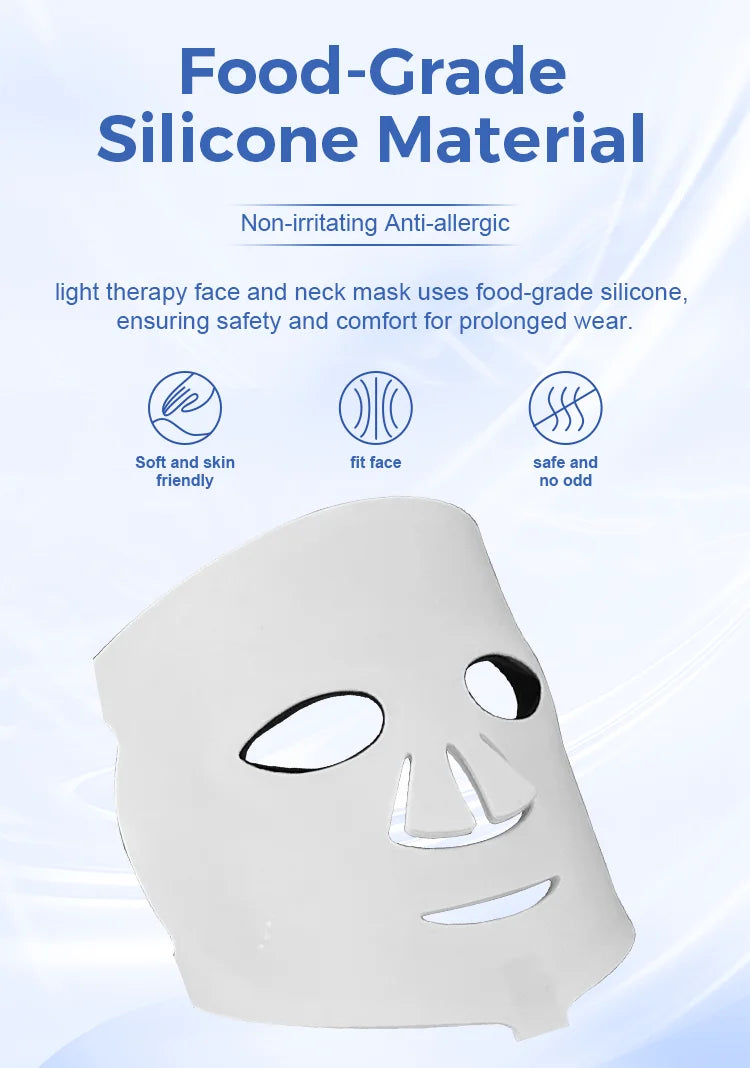Food-Grade Silicone Material Led Mask Face and Neck Light Mask Led Mask Face Halloween
