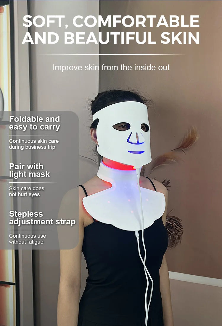 Food-Grade Silicone Material Led Mask Face and Neck Light Mask Led Mask Face Halloween