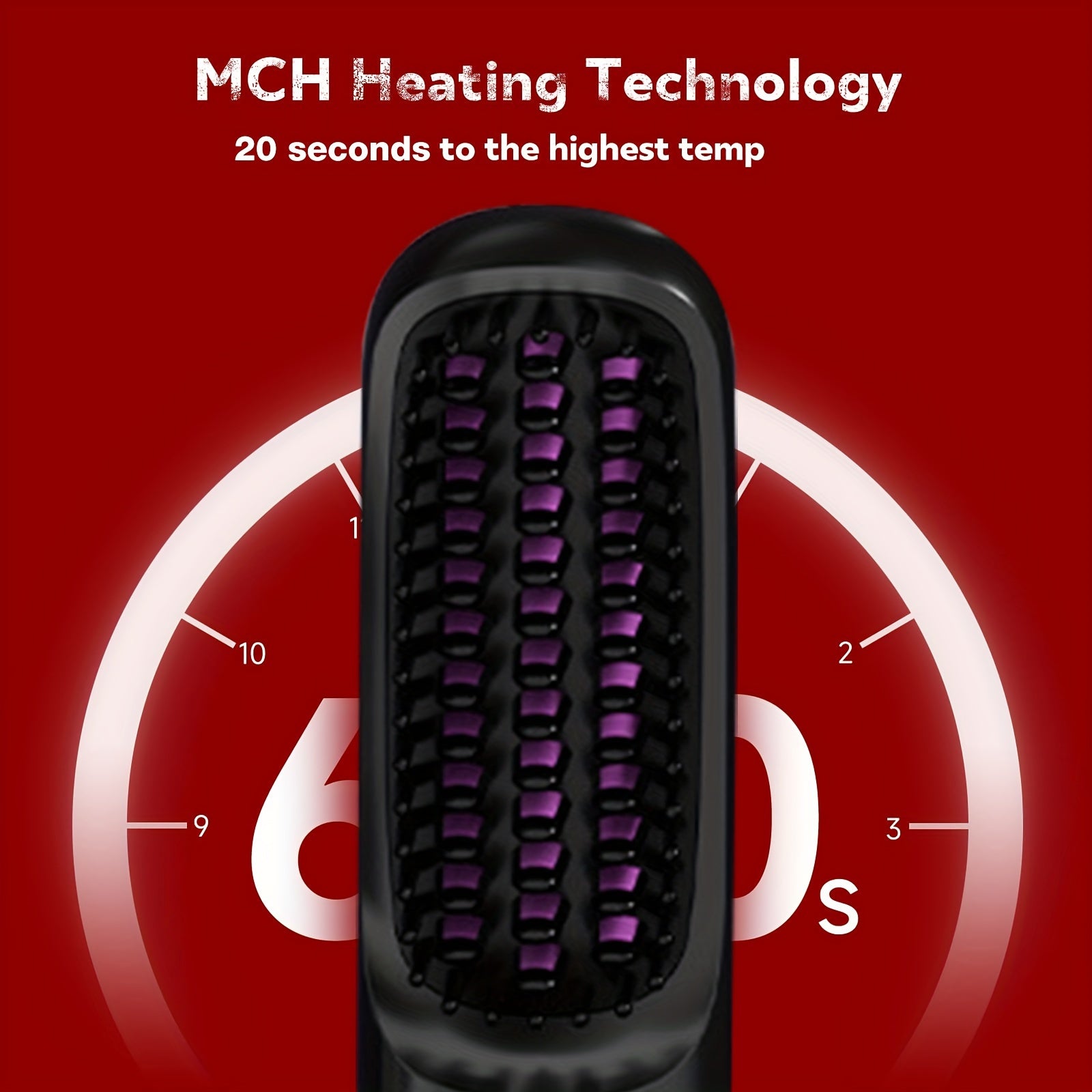 Cordless Hair Straightener Brush - Portable, Rechargeable, Fast Heating with 3 Temp Settings, Anti-Scald, 20Mins Auto-Off, Long Battery Life, and USB Charging for Travel