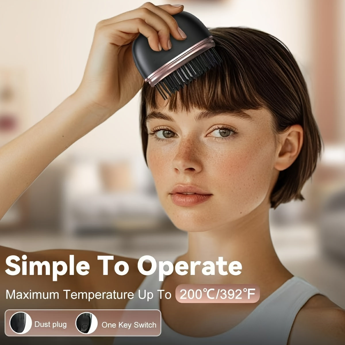 Mini Cordless Hair Straightener Comb for Bangs,Small Portable Hair Straightener Comb,Portable Pocket Size Cordless Hair Straightener Brush,Mini Hot Comb,Rechargeable USB, Mini Straightener, Bangs Styling, Onthego Styling, Lig